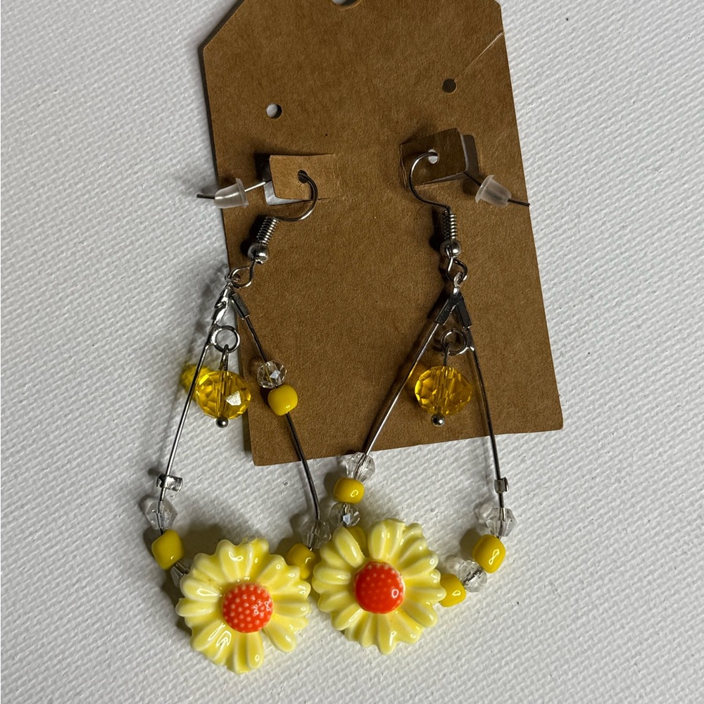 Yellow and Orange Flower Earrings